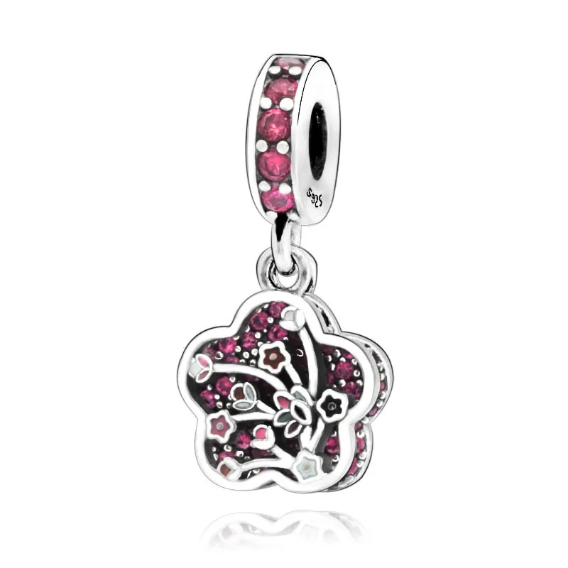 

Fashion Jewelry 925 Sterling Silver Beads Fit Original Pandora Bracelets Sparkling Flower Dangle Charm DIY Women Gift