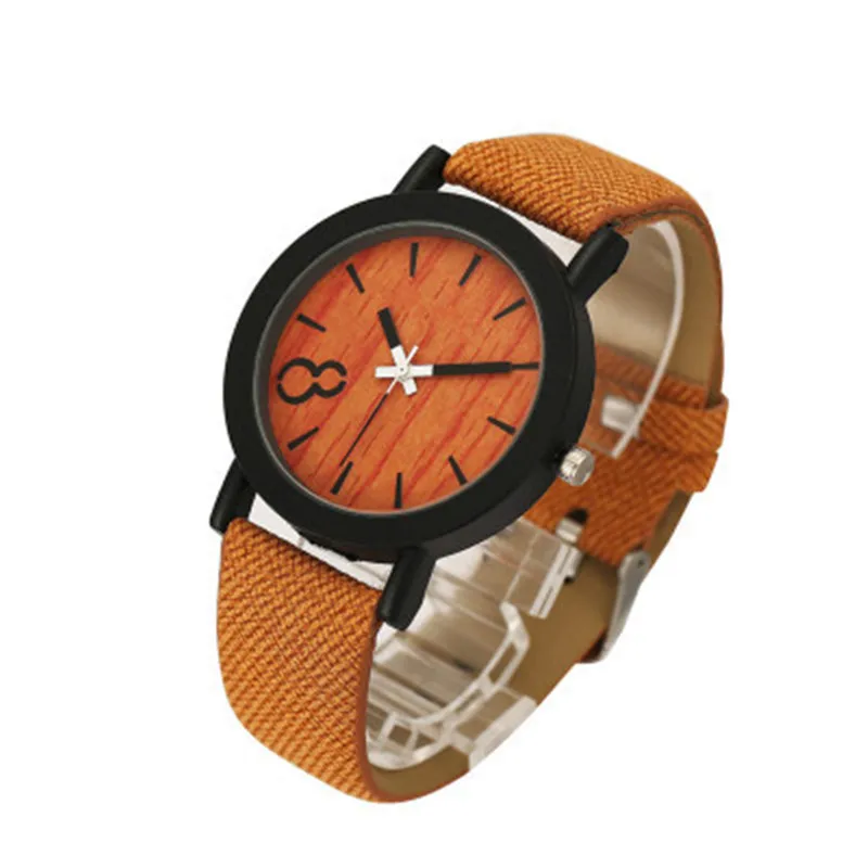 Nice Pop product sales simulation wooden quartz female leisure color leather strap wooden man made watches