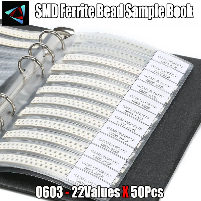 Ferrite Bead Sample Book 0603 22values X 50pcs SMD magnetic Laminated sheet magnetic beads sample book Sample Kit