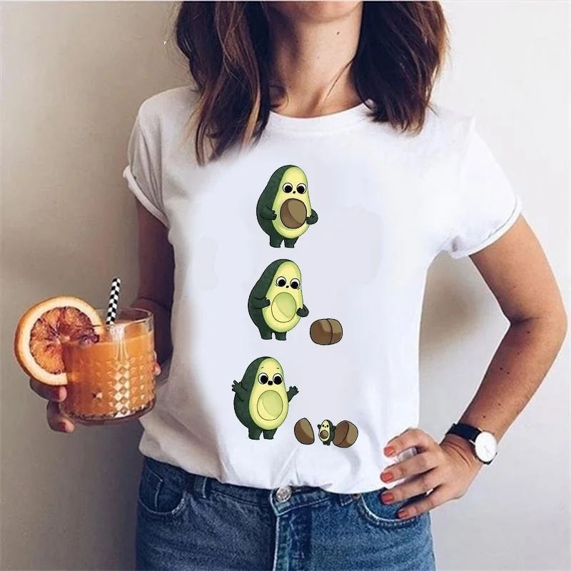 kuakuayu HJN Avocado Shirt Vegan T Shirt Women Harajuku Kawaii Short Sleeve T-shirt 90s Korean Style Tshirt Fashion Top