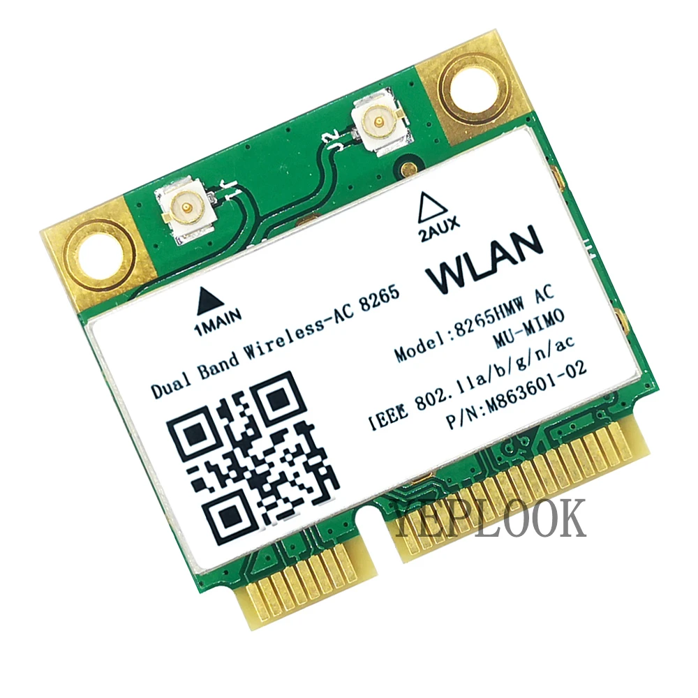 Carte réseau sans fil-AC 8265 8265HMW 8265AC 867Mbps pour touristes, bande 2.4G/5 mesurz stérilisation 11ac 2x2 WiFi Bluetooth 4.2 Mini PCIe demi-taille