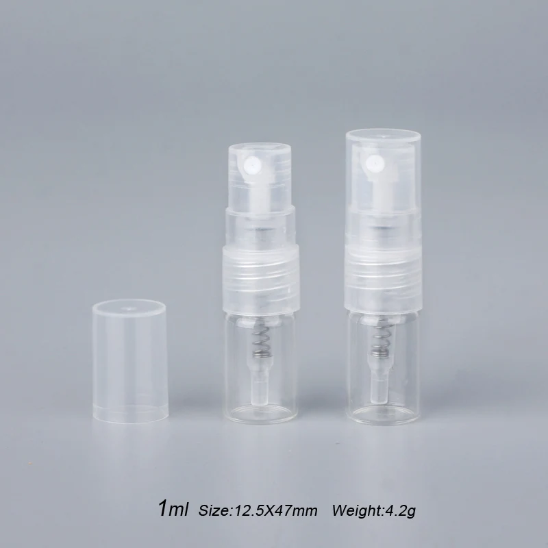 100Pieces/Lot 1ml mini Perfume glass Spray Bottle Refillable Empty Bottles Cosmetic Containers Portable Perfume Atomizer Sample