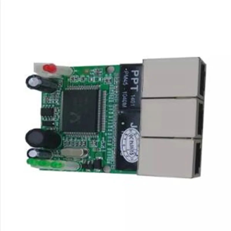 OEM-mini interruptor ethernet de 3 puertos, conmutador de red rj45 de 10/100mbps, hub, placa de módulo pcb para integración de sistemas