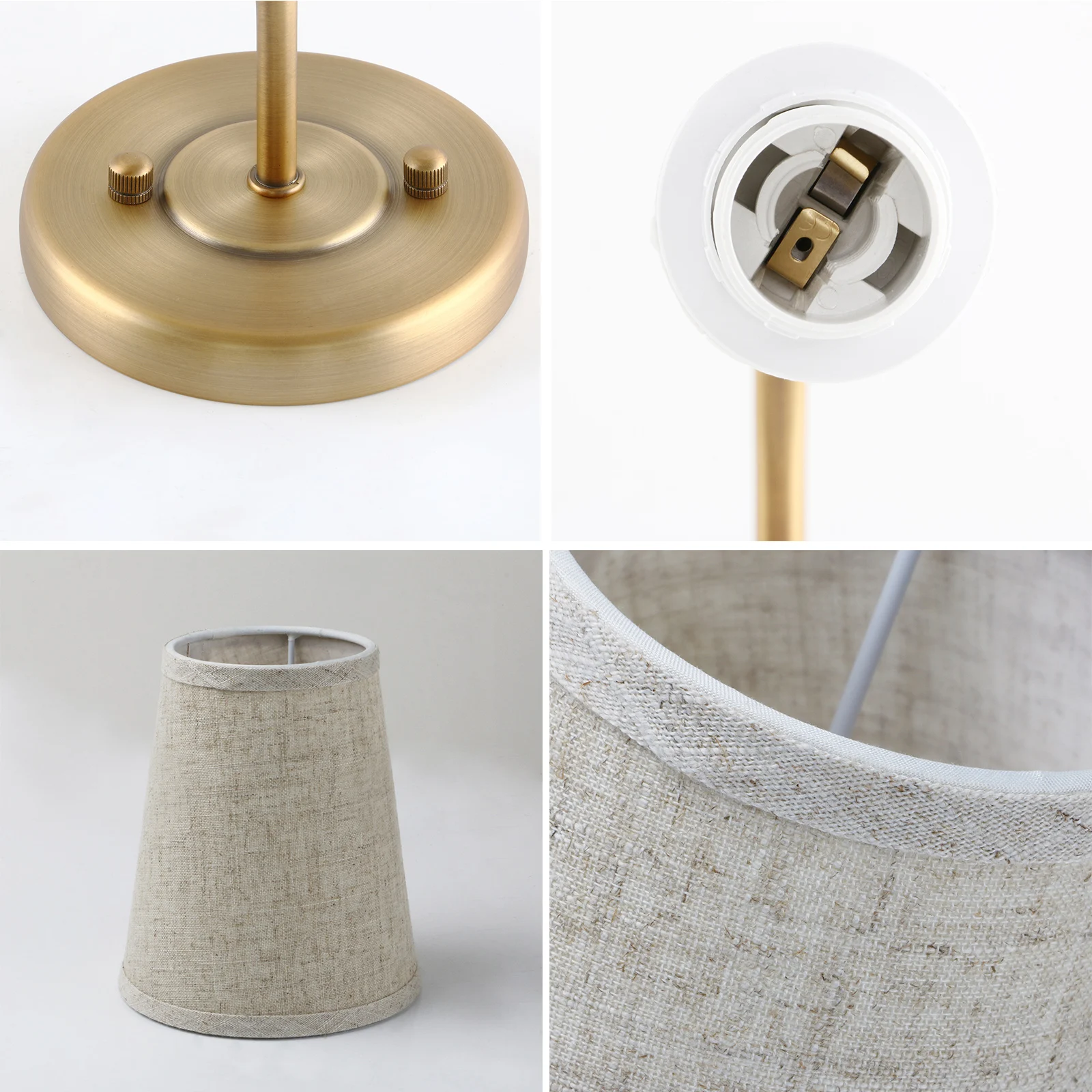 Permo Set of 2 Classic Country Industrial Wall Lamp with Flared Funnel Linen Fabric Shade Bedroom Bedside Reading Light