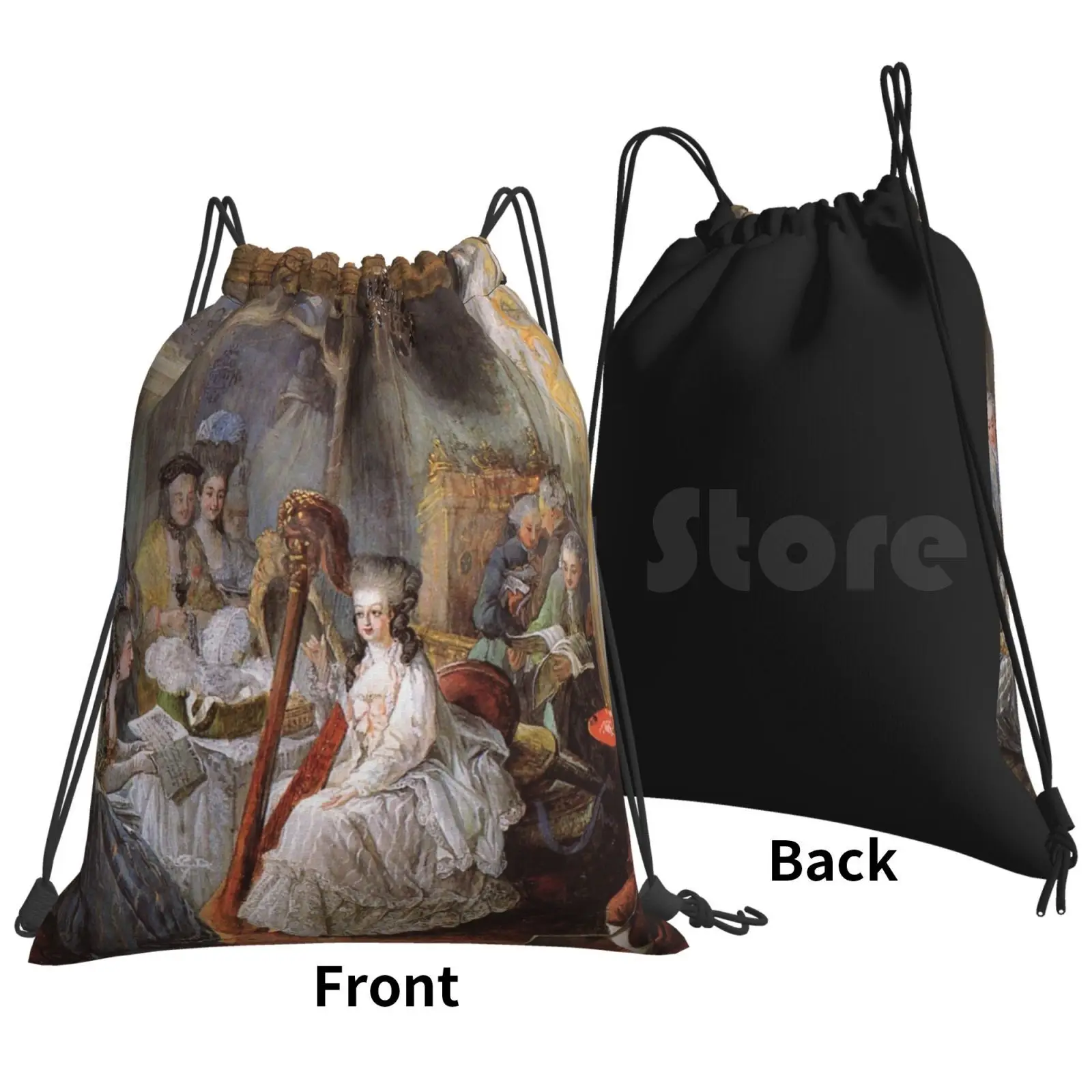 Marie Antoinette Playing The Harp At The French Court-Jean-Baptiste André Gautier-Dagoty Outdoor Hiking Backpack Waterproof