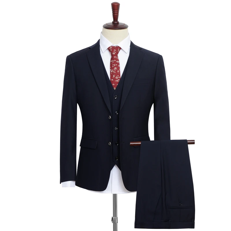 SHAN BAO plus size L-9XL loose suit 2022 autumn classic brand business casual young men\'s banquet wedding suit navy black blue