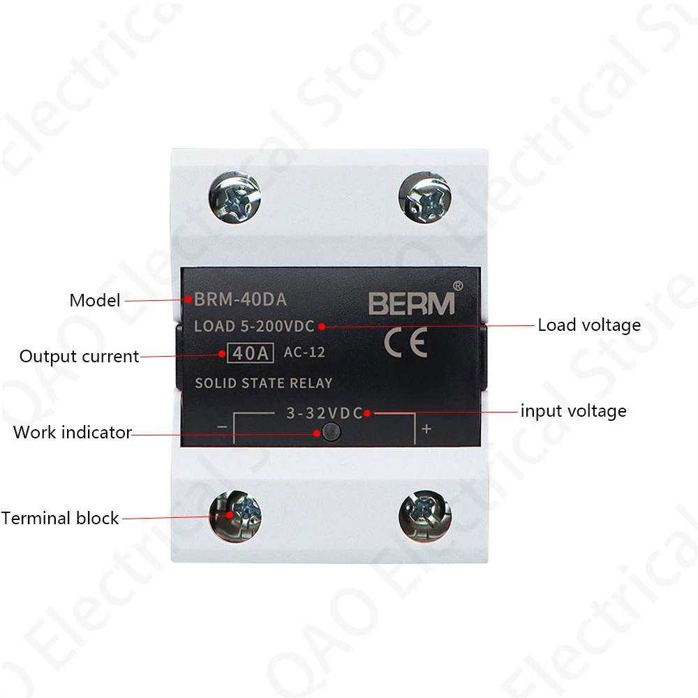 BERM solid state relay SSR-10DA 25DA 40DA 60DA 80DA 100 DA 3-32V DC TO 12-220V DC SSR single phase DC Control DC No Contact