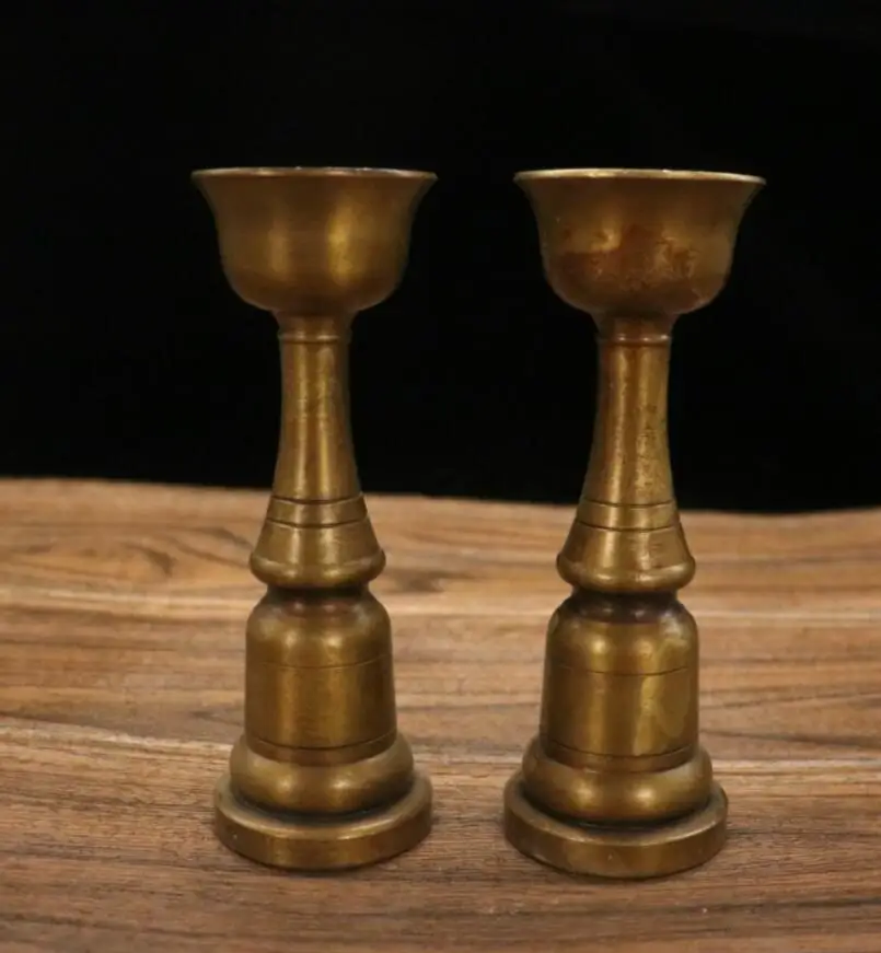 

Archaize brass wax candlestick home decorations crafts statue A pair