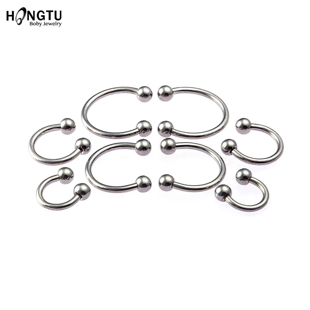 HONGTU 1PC G23 Titanium Horseshoe Septum Piercing Nose Lip Ring Ear Bar 6-12mm BCR Circular Barbell Body Piercing jewelry