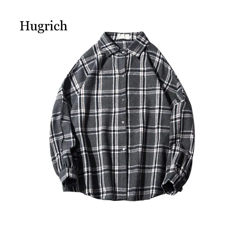 

Men Harajuku Color Block Plaid Shirt 2021 Mens Streetwear Thick Shirts Long Sleeve Male Vintage Korean Fashions Clothes