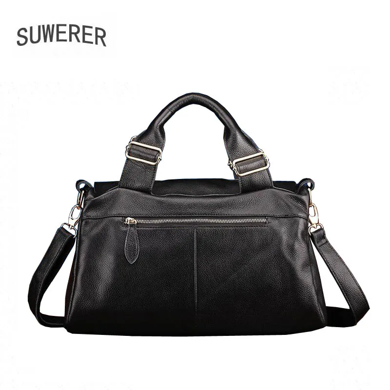 SUWERER 2020 New Women Genuine Leather bag Fashion soft leather Luxury handbag women famous brand tote bag cowhide Embossing bag