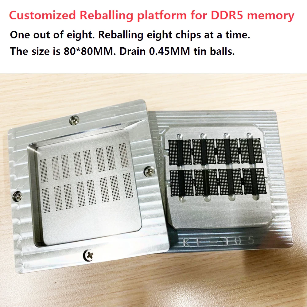 หน่วยความจำที่กำหนดเอง Reballing Stencil Kit สำหรับ DDR5 DDR5X DDR4 DDR3 DDR6หน่วยความจำ Reballing ตำแหน่งแพลตฟอร์ม Ball ปลูกตาราง