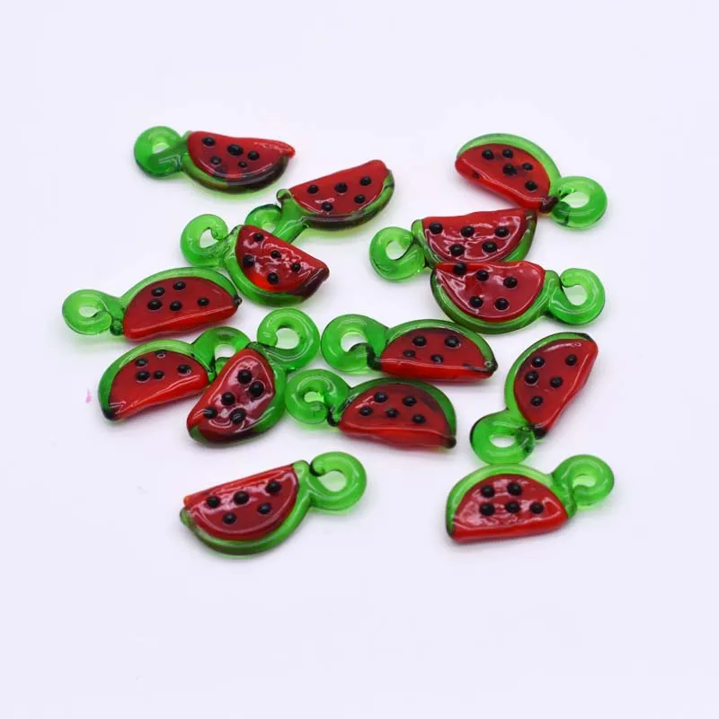 Coloured glaze glass cherry pepper Watermelon banana charms lampwork glass pendant DIY jewelry accessories handmade material