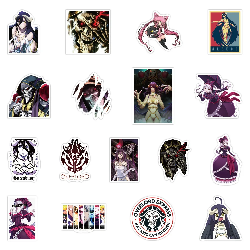 10/30/50PCS Cartoon Anime OVERLORD Graffiti Sticker Water Cup Laptop Luggage Guitar Gift Toy PVC Waterproof Sticker Wholesale