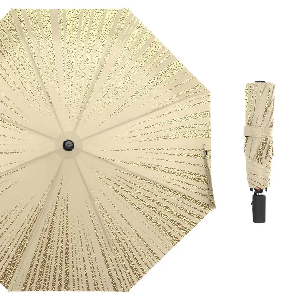 Sun Ray or Star Burst Element with Sparkles Umbrella Three Folding Women Umbrellas Non-automatic Windproof Rain Umbrella for Men