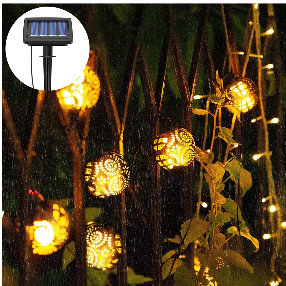 

Solar Lanterns Flame Solar Lights Retro Style Waterproof Ball Solar String Lights for Outdoor Garden Yard Pathway Lighting Decor