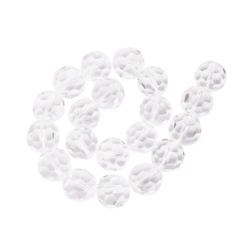 1 Strand 6mm 8mm 10mm 12mm 20mm Clear Faceted Glass Round Beads for Jewelry Making DIY Bracelet Necklace