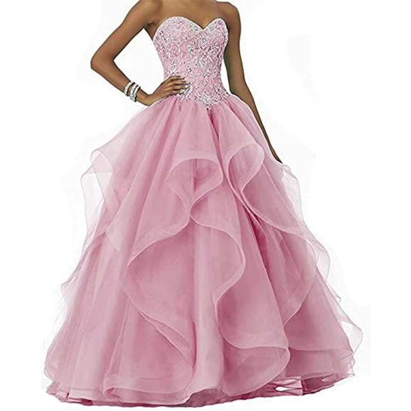 Lace Dress Tube Top New Bead Embroidery and Ground Wedding Banquet Formal Ladies Tulle Color Can Be Customized