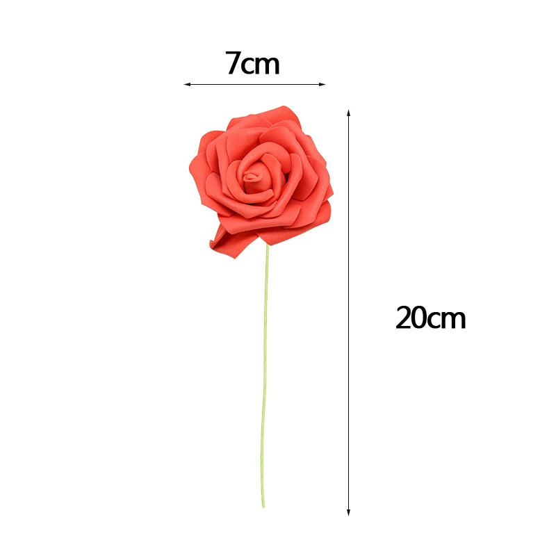 24pcs 7cm  Foam Roses Flowers For Home Wedding Decoration Scrapbooking PE Flower Heads Kissing Balls Multi Color Rose Flower