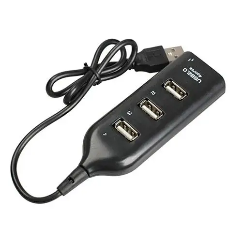4 منافذ الفاصل متعددة المتوسع عالية السرعة المصغرة USB 2.0 Hub المقبس محول الأسود لأجهزة الكمبيوتر المحمول الكمبيوتر المحمول ملحقات الكمبيوتر