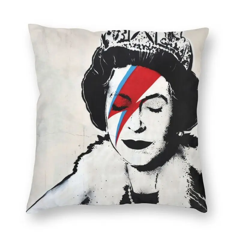 Banksy UK England Queen Elisabeth Rockband Face Makeup Cushion Covers Sofa Home Decorative Square Pillow Case 40x40