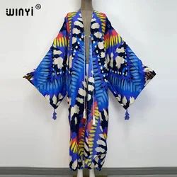 Sukienka party 2022 WINYI Women Cardigan Loose Long Dress Cocktail Party Boho Maxi African Holiday Batwing Sleeve kimono Robe