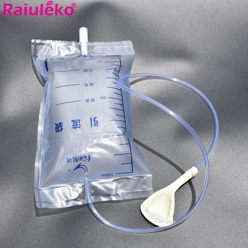 5P Medical Latex Sleeve Type Urine Bag Male Drainage Catheter Bag 1000ML Urine Collector Bag Urinal Pee Holder Bed Incontinence