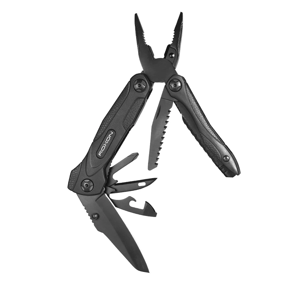 Roxon CM1349 Multitool Plier, 14-in-1 Multitools Folding Plier, Multipurpose Outdoor Survival Portable Multi Tool Set