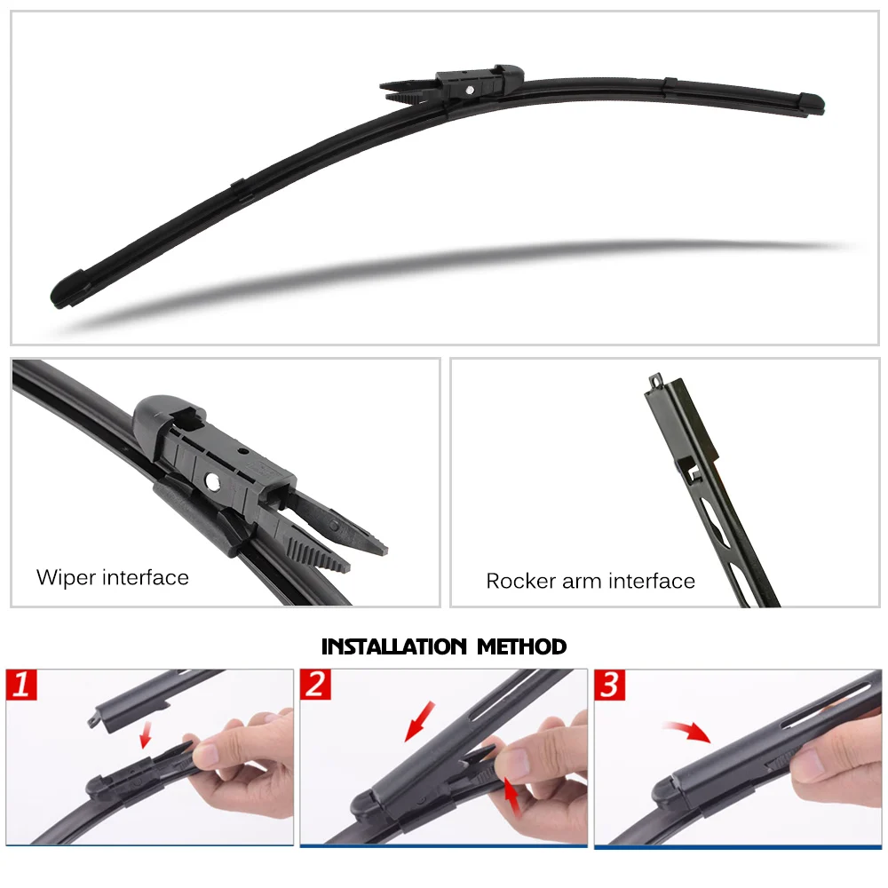 KAWOO Wiper For Audi TT MK1 MK2 MK3 8N 1998 - 2020 Car Wiper Blades Natural Rubber Fit U Hook/Side Pin/Pinch Tab/Push Button Arm