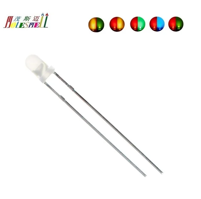 10 sztuk 3mm 2-Pin LED czerwony/żółty czerwony/niebieski czerwony/zielony żółty/zielony dwukolorowy rozproszony podwójny dwukolorowy polary zmieniające diody LED