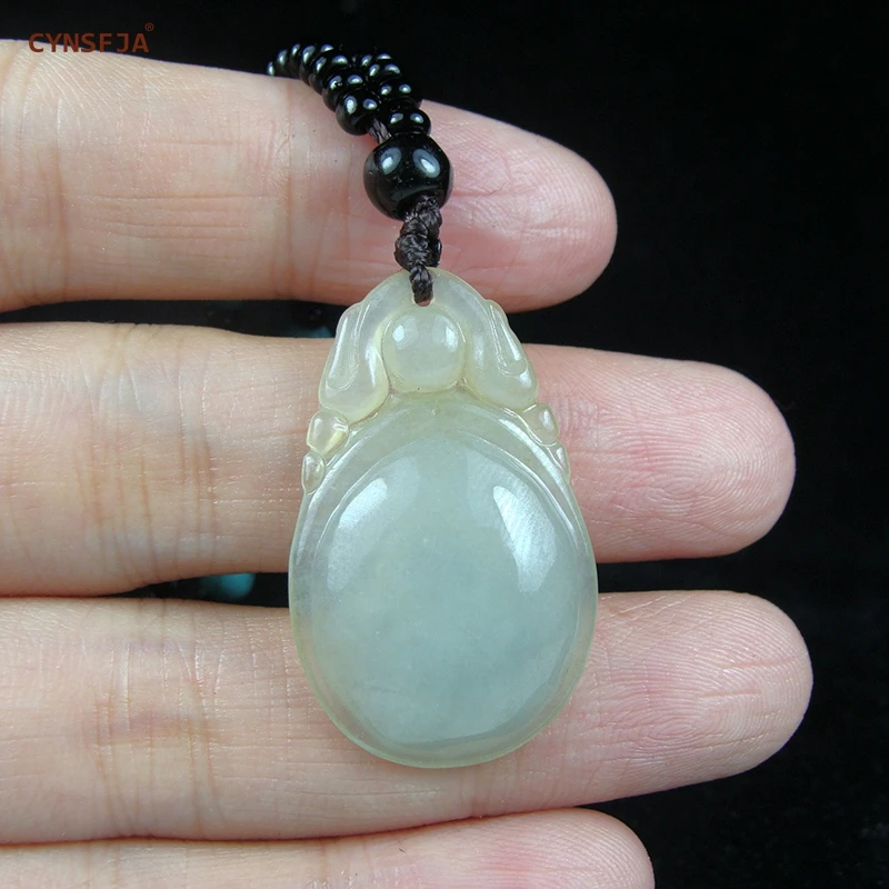 

CYNSFJA Real Certified Natural A Grade Burmese Jadeite Lucky Amulets Jade Pendant Ice Green High Quality Hand Carved Bless Gifts