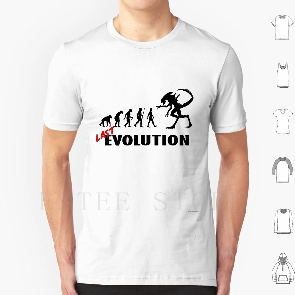 Última evolución de la camiseta de algodón para hombre, estampado DIY de la silueta del hombre vs. la evolución del Xenomorfo