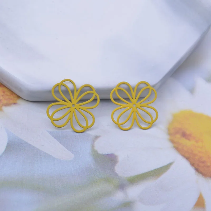 100 Stück AC6249 16mm Messing Blumen-Anhänger Verbinder DIY Schmuck Ohrring-Zubehör – Detail 8