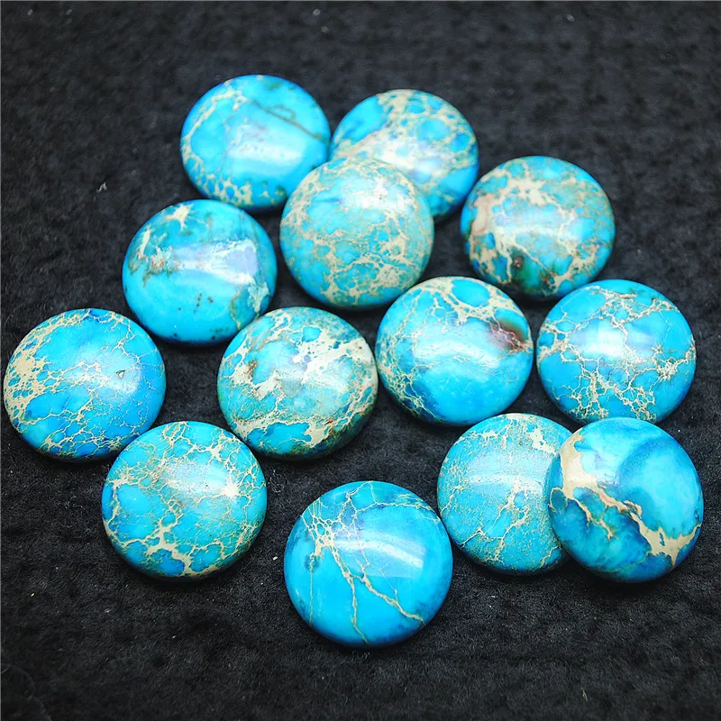 5PCS Nature Blue Imperial Jasper Stone Cabochons Round Shape Size 20MM Good Quality DIY Jewelry Beads Accessories Faster Ships