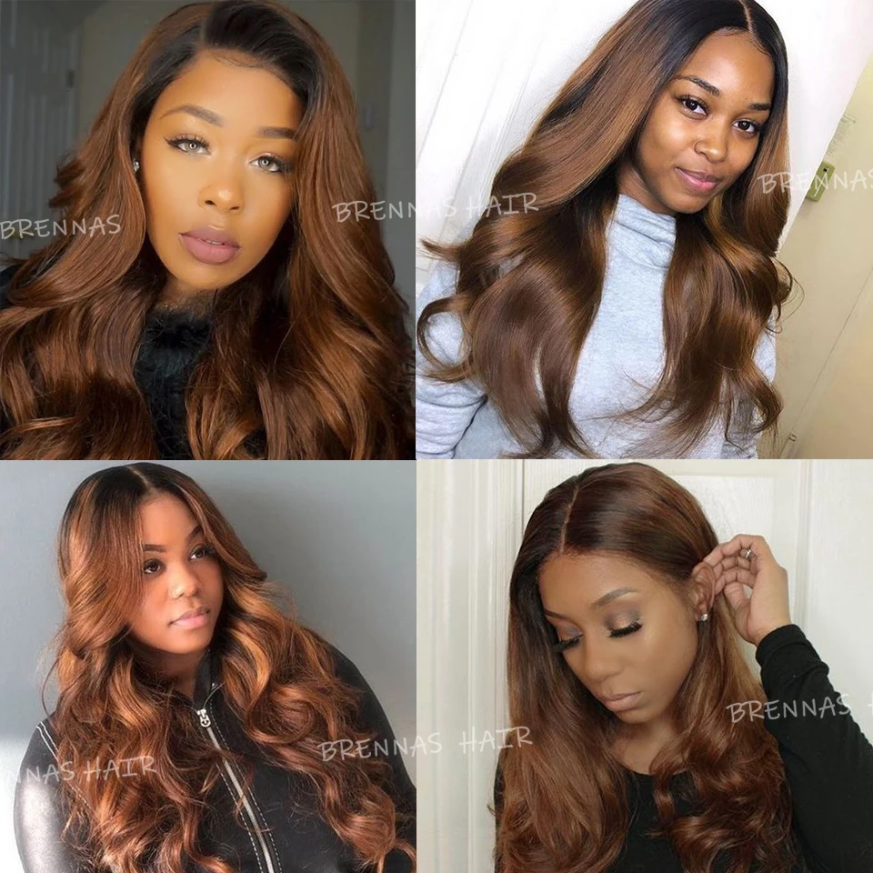 Ombre Body Wave Human Hair Bundels Met Closure Weaves 1b/30 Brazilian Body Wave 3 Bundels Met 4X4 Lace Sluiting Voor Zwarte Vrouwen