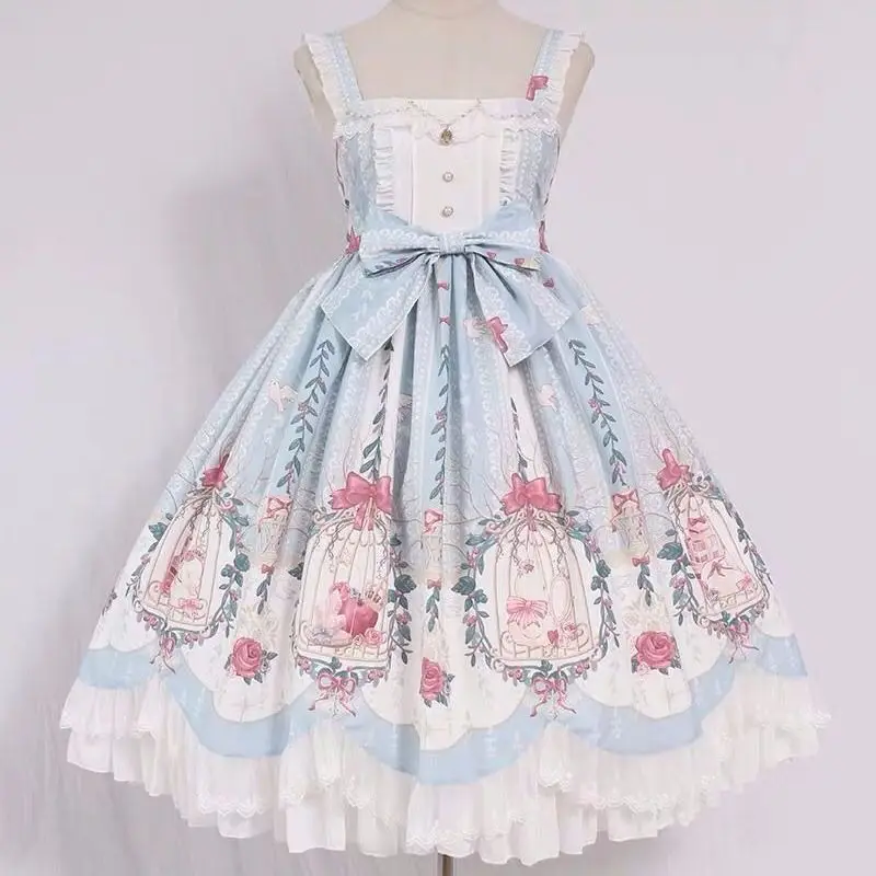 Sukienka Lolita słodki styl klasyczny sen wisiorek z koralików fala Jsk Retro wiktoriańska szlachetna sukienka Kawaii dziewczyna Gothic