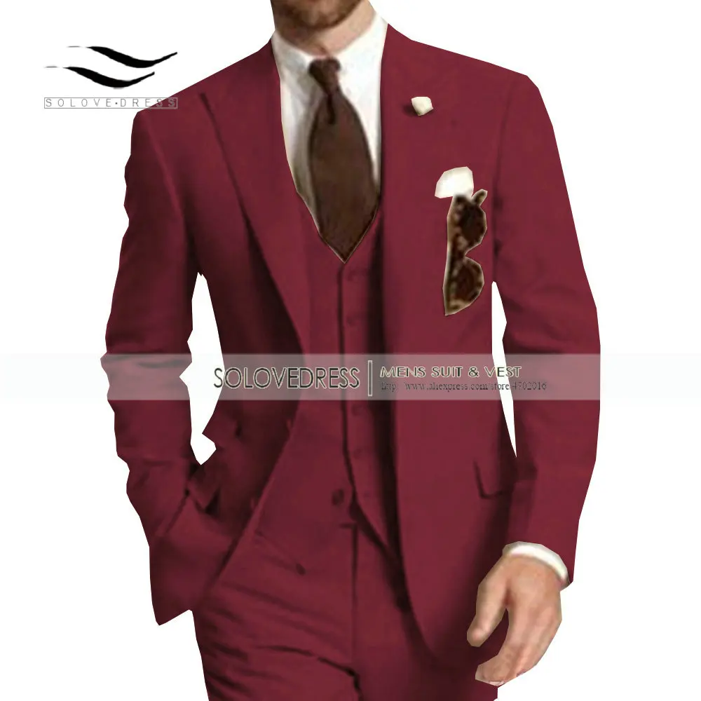 Terno formal masculino de negócios, soco monocromático para padrinhos de casamento, colete e calça blazer, lapela de entalhe, bege sólido, novo, 3 peças