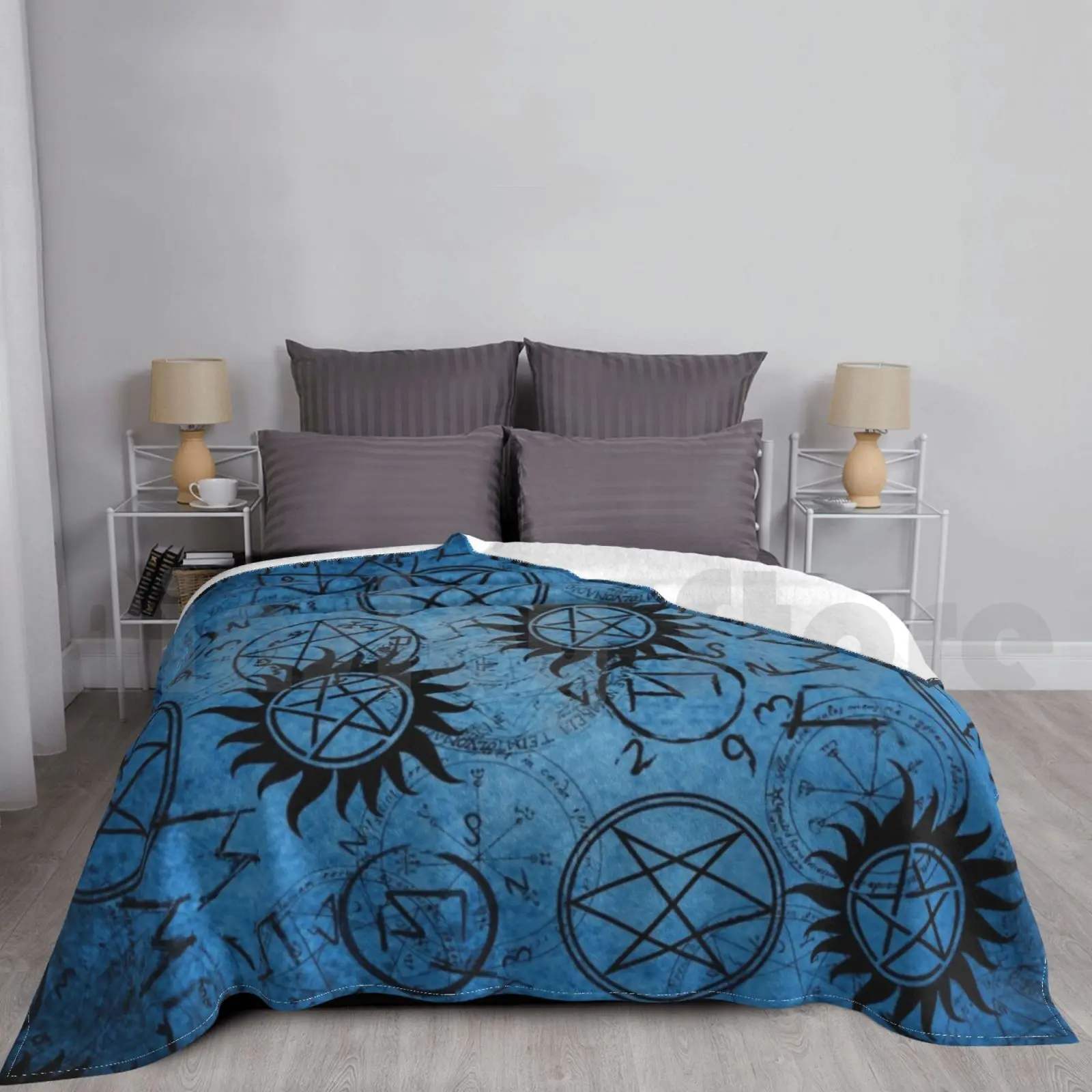 Supernatural Blue Blanket For Sofa Bed Travel Supernatural Spn Family Dean Sam Cas Castile Winchester Love Good