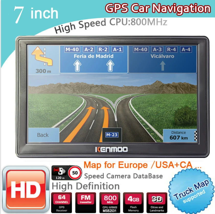 

7 Inch HD GPS Portable Navigation 2024 Maps for Europe Russia Car TRUCK CAMPING Caravan Navigator Sat Nav Free Updates T701