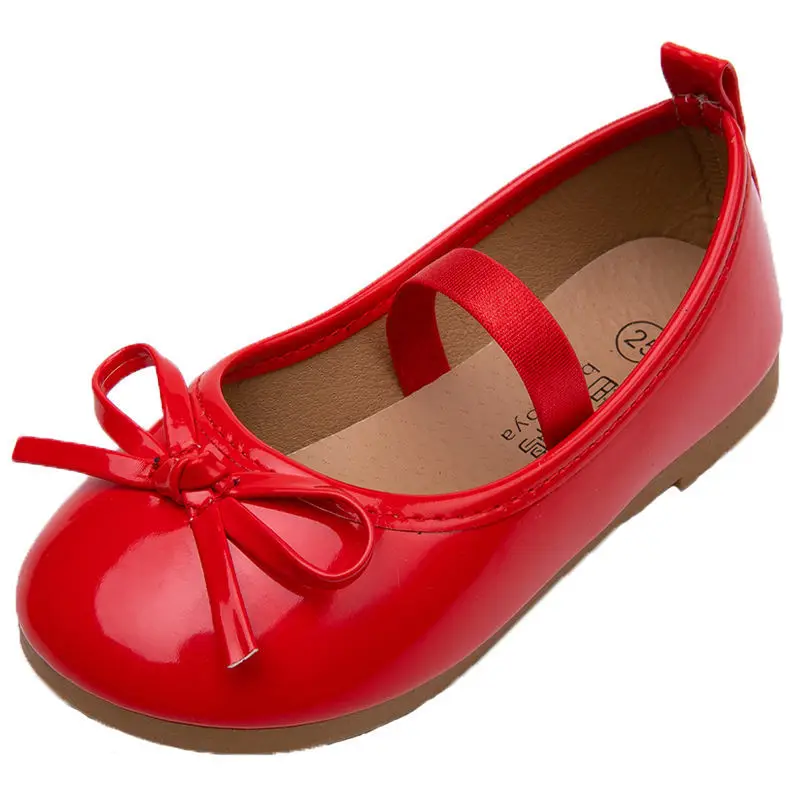 Sapatos infantis de princesa com laço, novos sapatos para crianças com sola macia, preto, vermelho, primavera e outono, para 1, 2, 3, 4, 5, 6, 7, 8, 9 a 15t, 2019