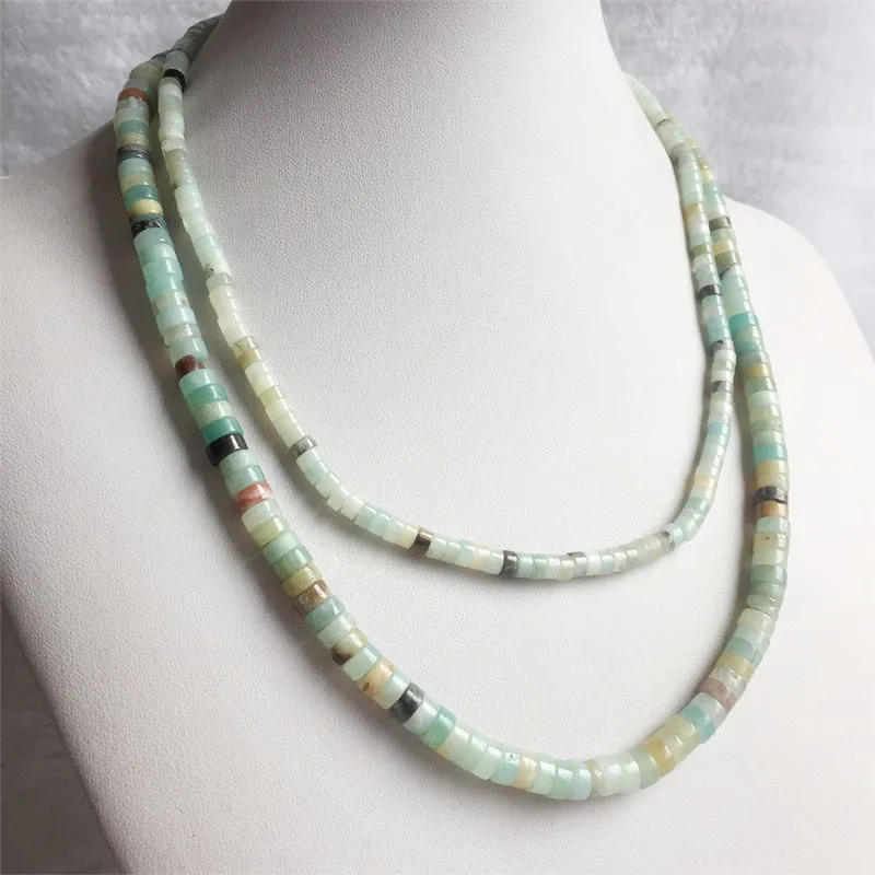 35/40/45/50/55CM 2*4MM 3*6MM Heishi Amazonite Jasper Necklace Natural Stone Jewelry Elegant Exquisite Bead Chain Choker Collier