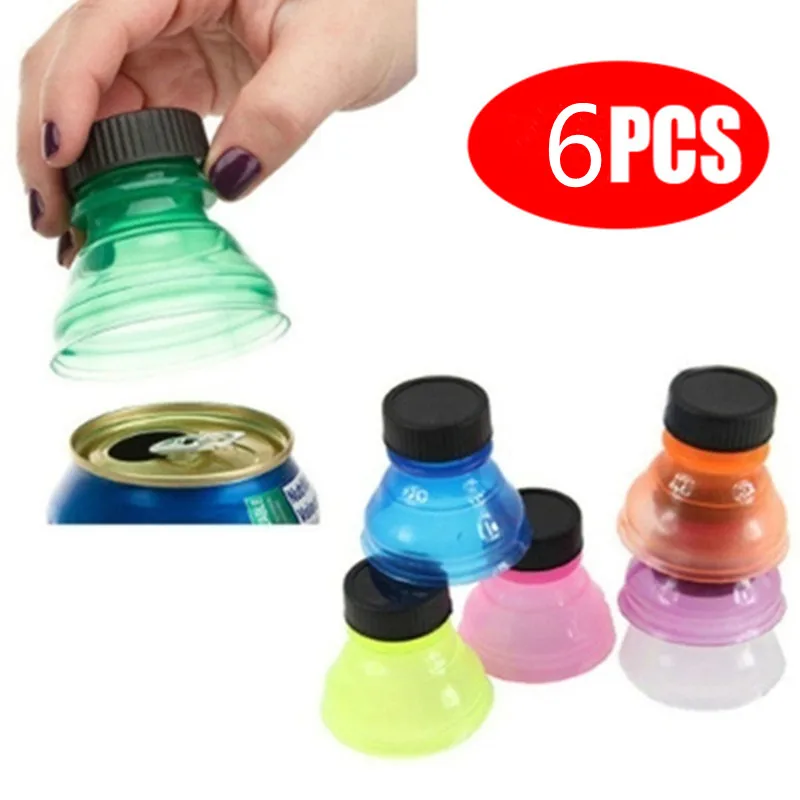 6pcs Reusable Plastic Beer Water Dispenser Lid Protector Caps Cover Bottle Top Soda Saver Can Cap Fashion Accessories