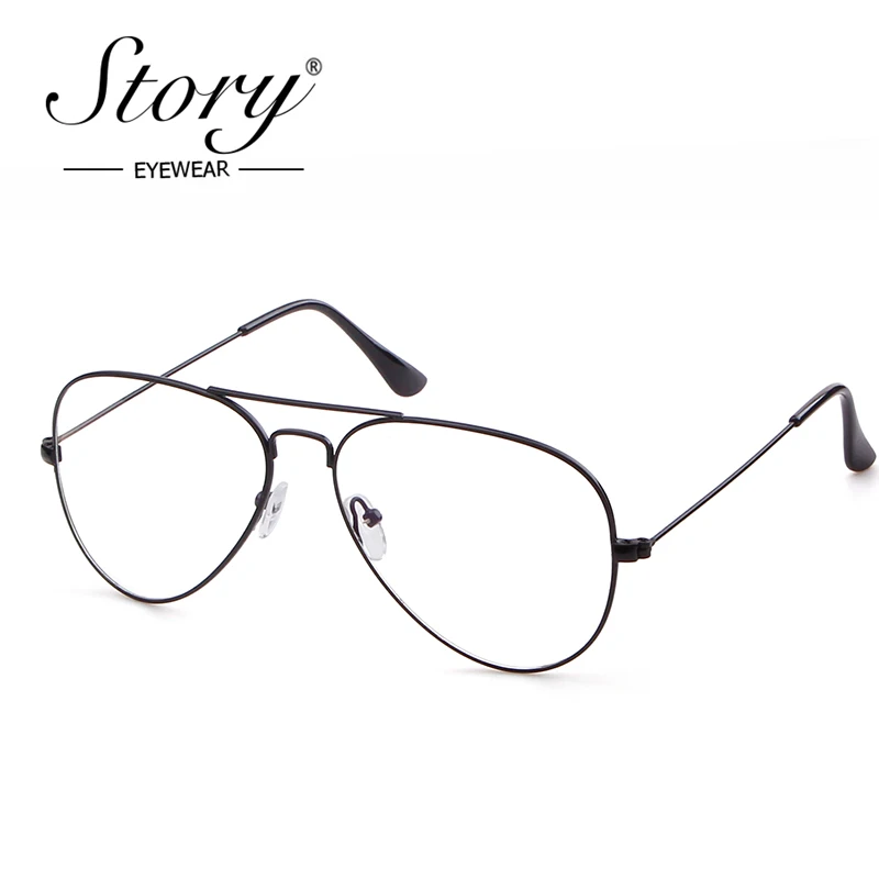 STORY 2018 Fashion Polit Glass Frame Women Retro Clear Lens Optical Glasses Brand Designer Black Frame Alloy Eyeglasses Unisex