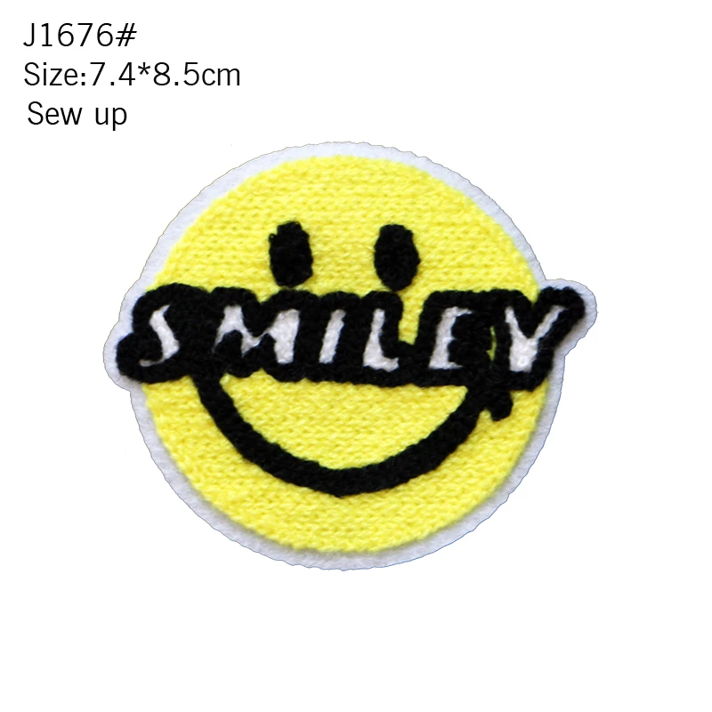 Cute Towel Smile Patch Embroidery Patch Clothes DIY Circular Sticker Cloth Sewing Bag / Jeans Decal