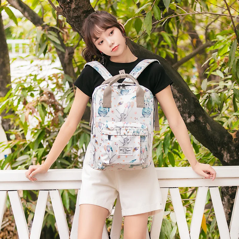 Japanese Canvas Backpack New Korean Large capacity Students schoolbag Campus Printing Fashionable girl Travel bag Waterproof