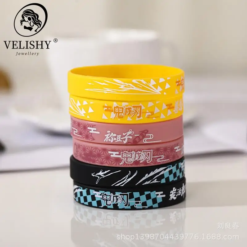 1Pc Anime Demon Slayer Kimetsu No Yaiba Blade Of Ghost Wristband Rubber Silicone Men Bracelet Sport Jewelry Gifts