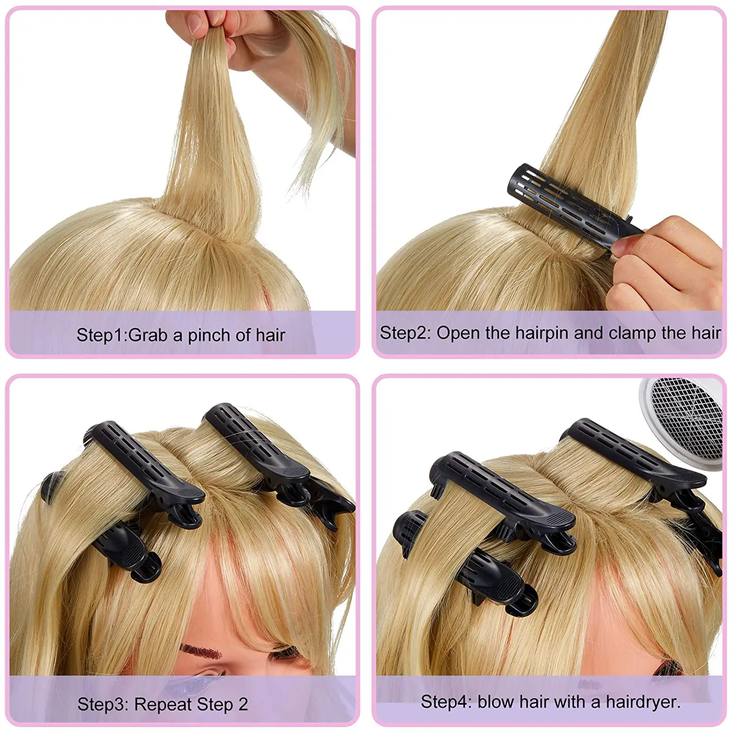 6 Pieces  Professional Hair Root Rollers Clips Natural Fluffy Naturally Hair Curler Twist Wave Fluffy Plastic Hair Styling Tool