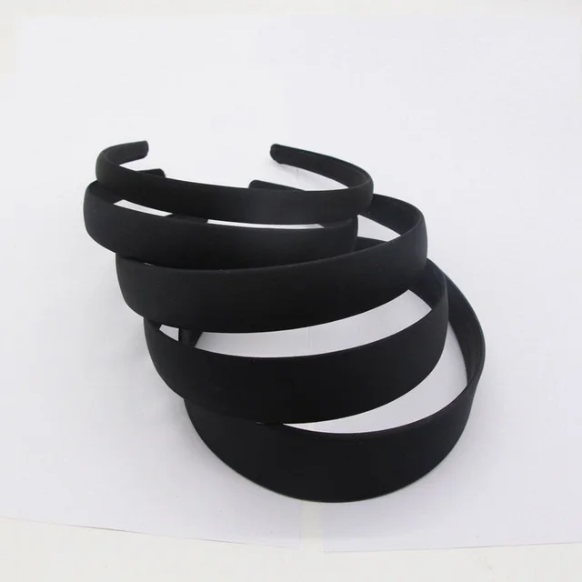 5pcs Black simple wide headband 2 2.5 3 4cm jewelry DIY satin cloth headband semi-finished handmade material hair accessories