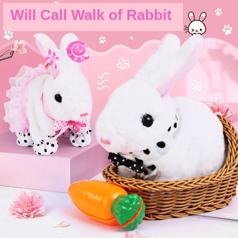 Robot Rabbit Electronic Rabbit Toys Plush Soft Pet Cute Animal Toy Walk Arch Nose Shake Ears Toys For Children Pet Doll Girl Gif