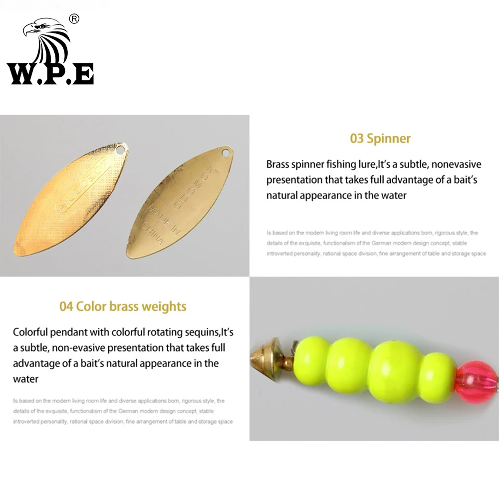 W.P.E KOMODO Spinner Lure 2pcs 12.6g/17.3g/27.2g Spoon Lure Brass Metal Fishing Lure Hard Bait Carp Fishing Pesca Pike Wobblers